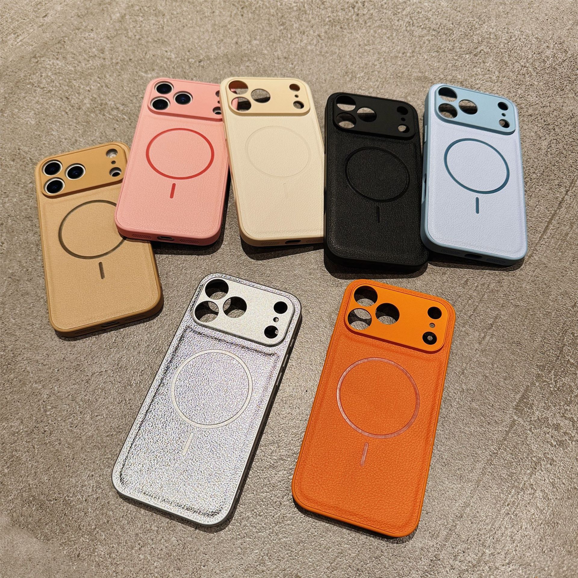 Magnetic Suction Fine Circle Solid Color Fine Hole Protective Sleeve Phone Case
