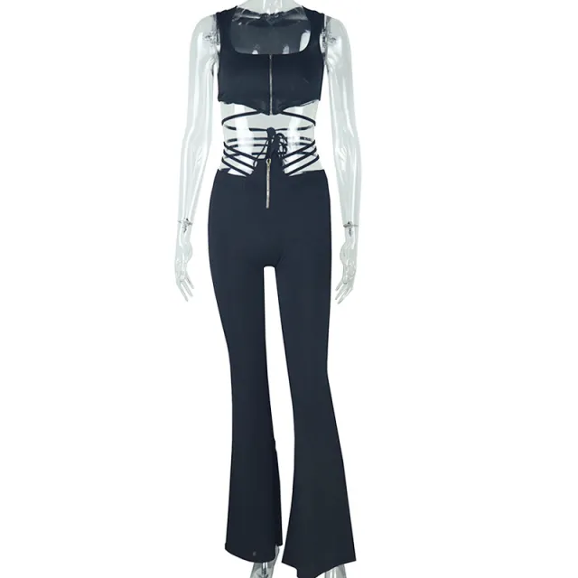Women's Black Sleeveless Top High Waist Suit Black - Shop at LoveMi