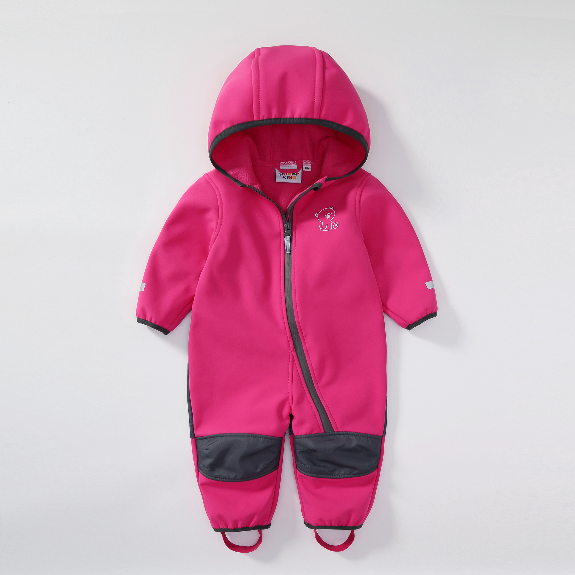 Baby Outdoor Fleece-Lined Thick Warm Softshell Romper Jumpsuit