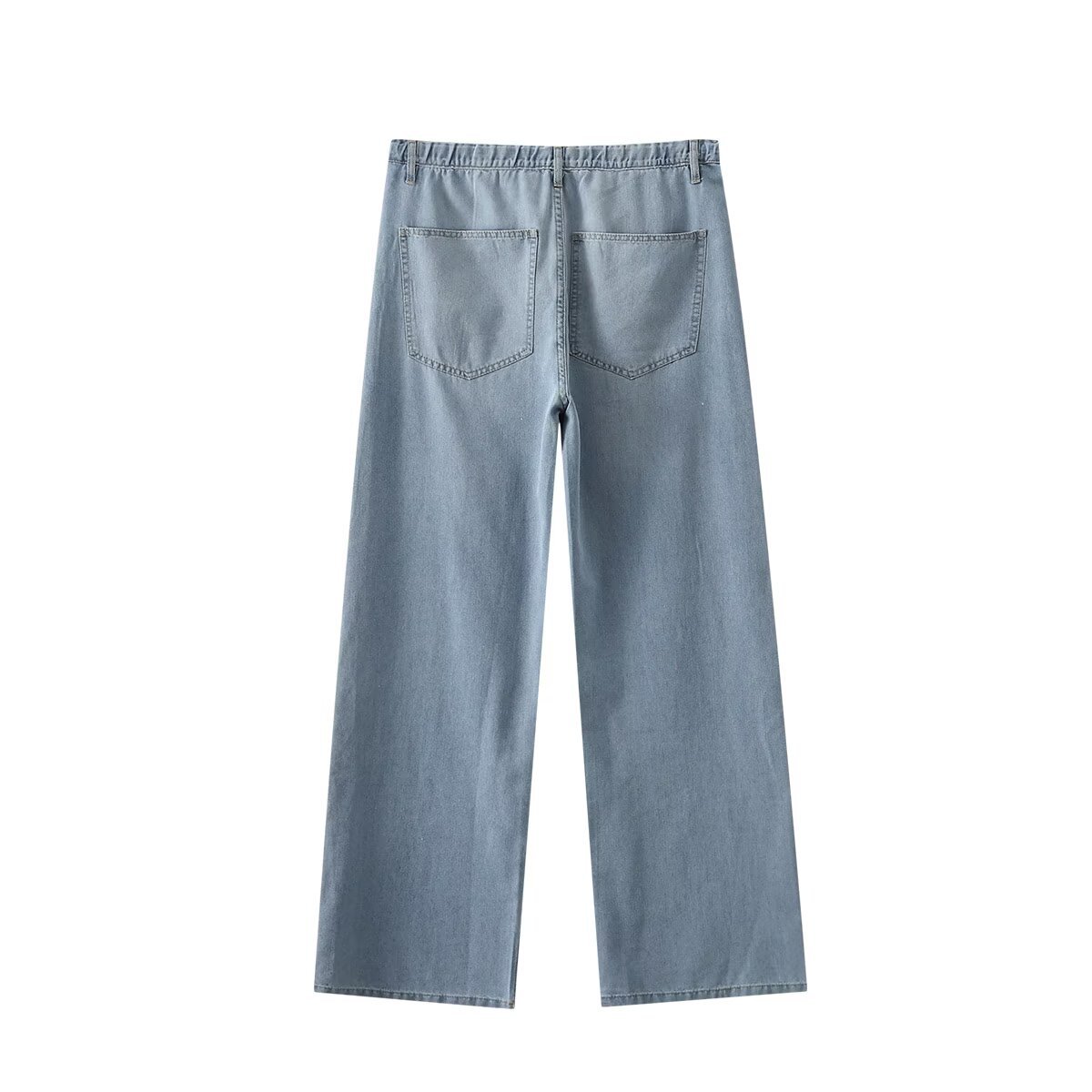 Summer Women's All-match Leisure Washed-out Lace-up Draping Mid-waist Straight Jeans