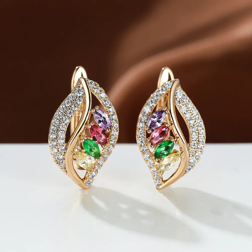 Ins Leaf-shaped Rhinestones Earrings Fashion Unique Zircon-encrusted Stud Earrings Women's Jewelry