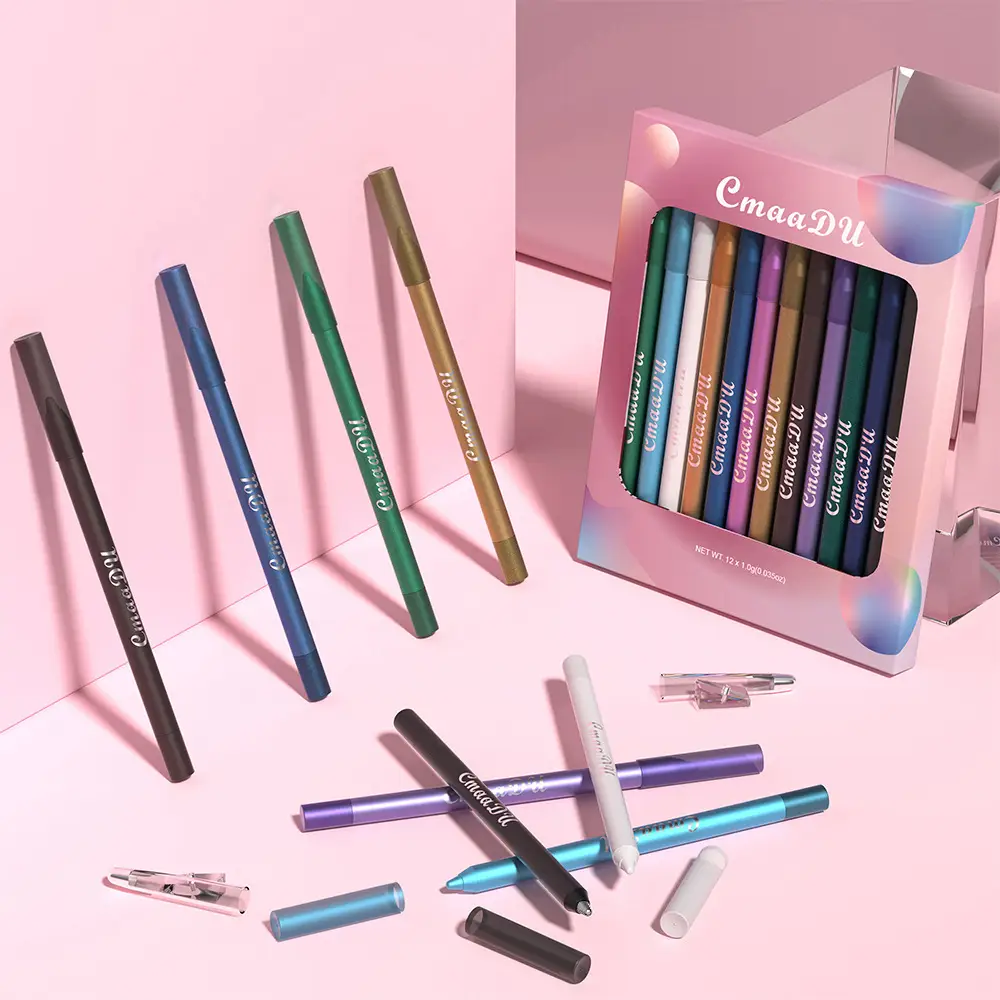 Portable 12-Color Home Use Butterfly Wing Eyeshadow Eyeliner Pencil