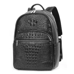 Backpack Fashion Travel Men's Leather Backpack - Black - View 1