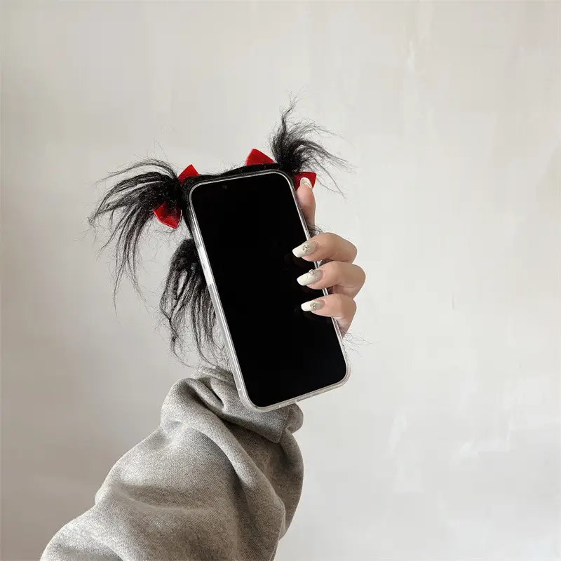 Funny Plush Hair Phone Case Tooth Expression