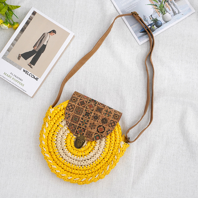 Shoulder Straw-weaved Crossbody Beach Casual Ethnic Style Mini And Simple Handmade Beach Bag — image 1