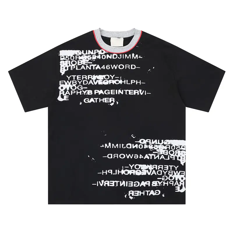 American-style Street Letter-printed Short-sleeve Shirt