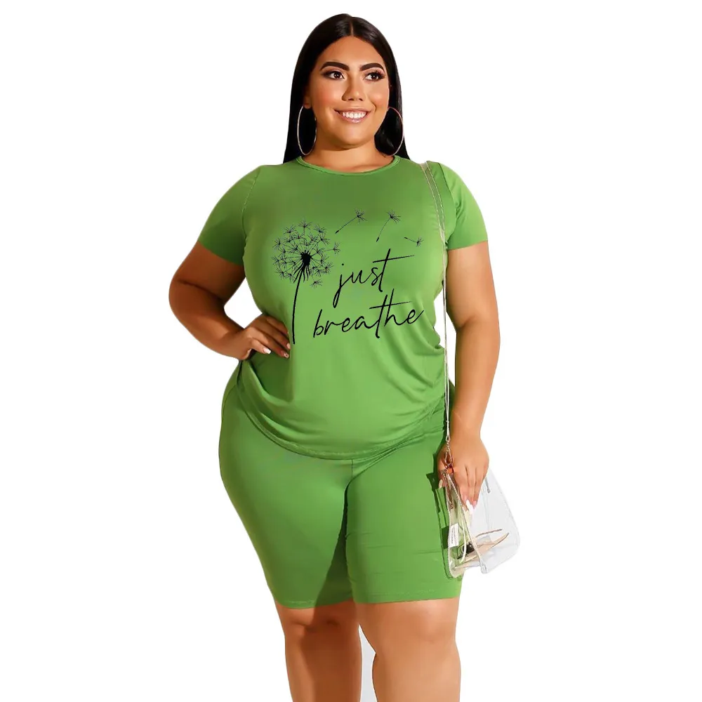 Loose Plus Size Print Casual Suit Drop Shoulder Sleeve Suit - Dark Green