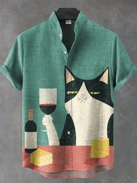 Patchwork Color Full Pattern Short Sleeve