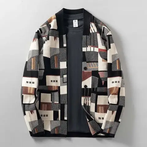 Sweater Coat Men's Irregular Color Matching