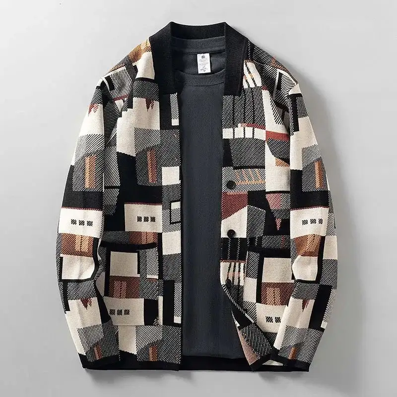 Sweater Coat Men's Irregular Color Matching