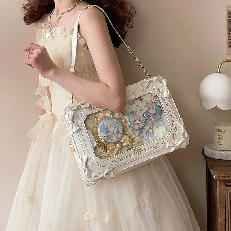 Single-Shoulder Crossbody Bag Retro Transparent Small Square