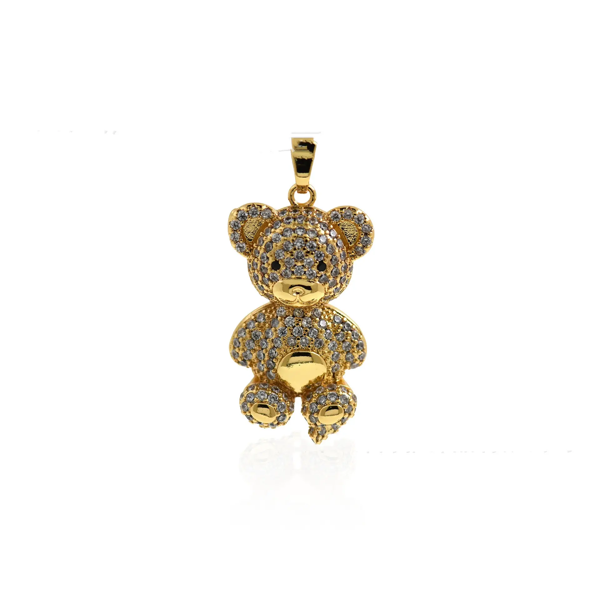 Real Gold Micro Inlaid Zircon Bear Necklace Accessories
