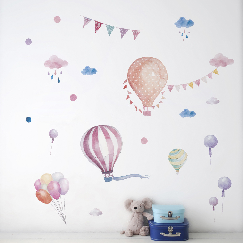 Title 6, Hot air balloon wall stickers girl style decora...