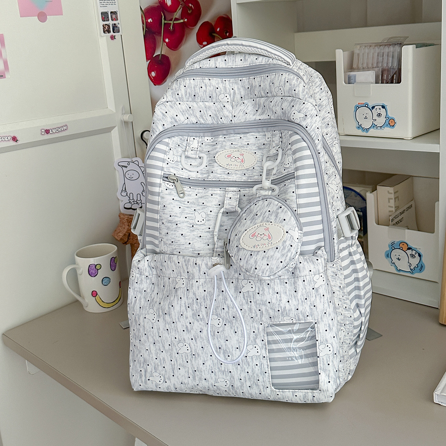 Sweet Pink And White Polka-Dot Style Girls Backpack