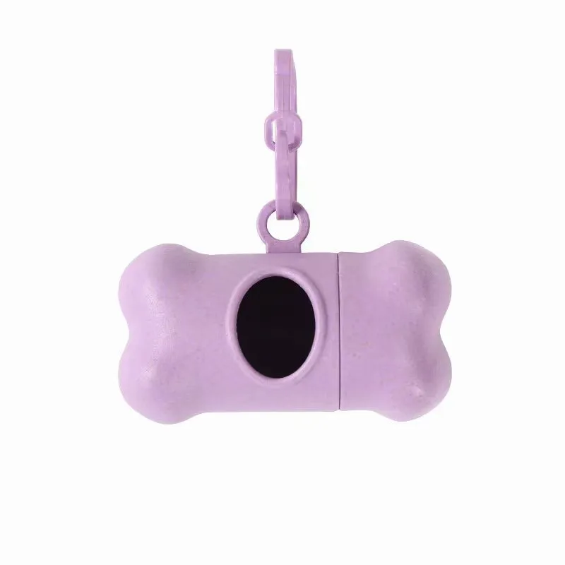 Pet Garbage Bag Wheat Straw Dispenser Bone Type Pooper Scooper - Purple