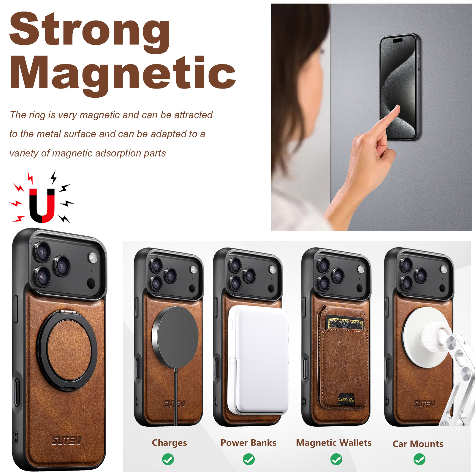 Leather Magnetic Wireless Charging Phone Case
