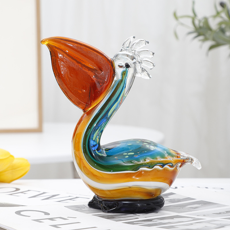 Glass ornament glass animal kyorochan pelican duck