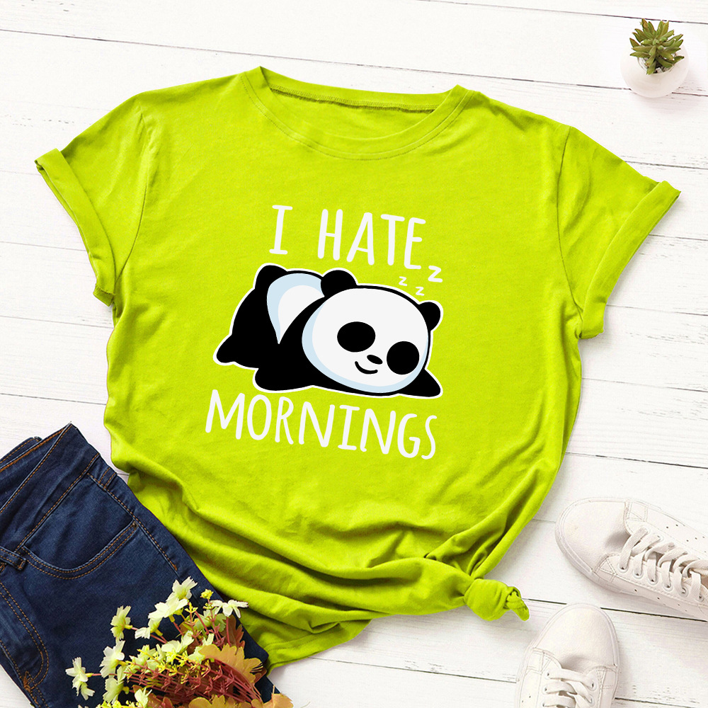 Women's Loose Round Neck Short Sleeve T-shirt Female Spoof Panda