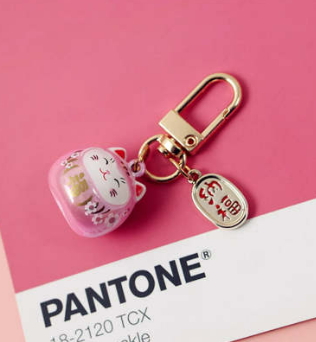 Cute Sakura-shaped Hollow Bell Ceramic Cat Blessing Blessing Handbag Pendant