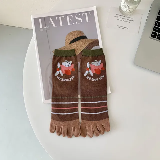 Women's Mid Tube Stockings Cute Cartoon Pattern Airplane Puppy - Shop at LoveMi