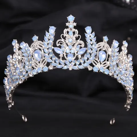 Wedding Birthday Headdress Crown Alloy Inlaid Protein Green Bright