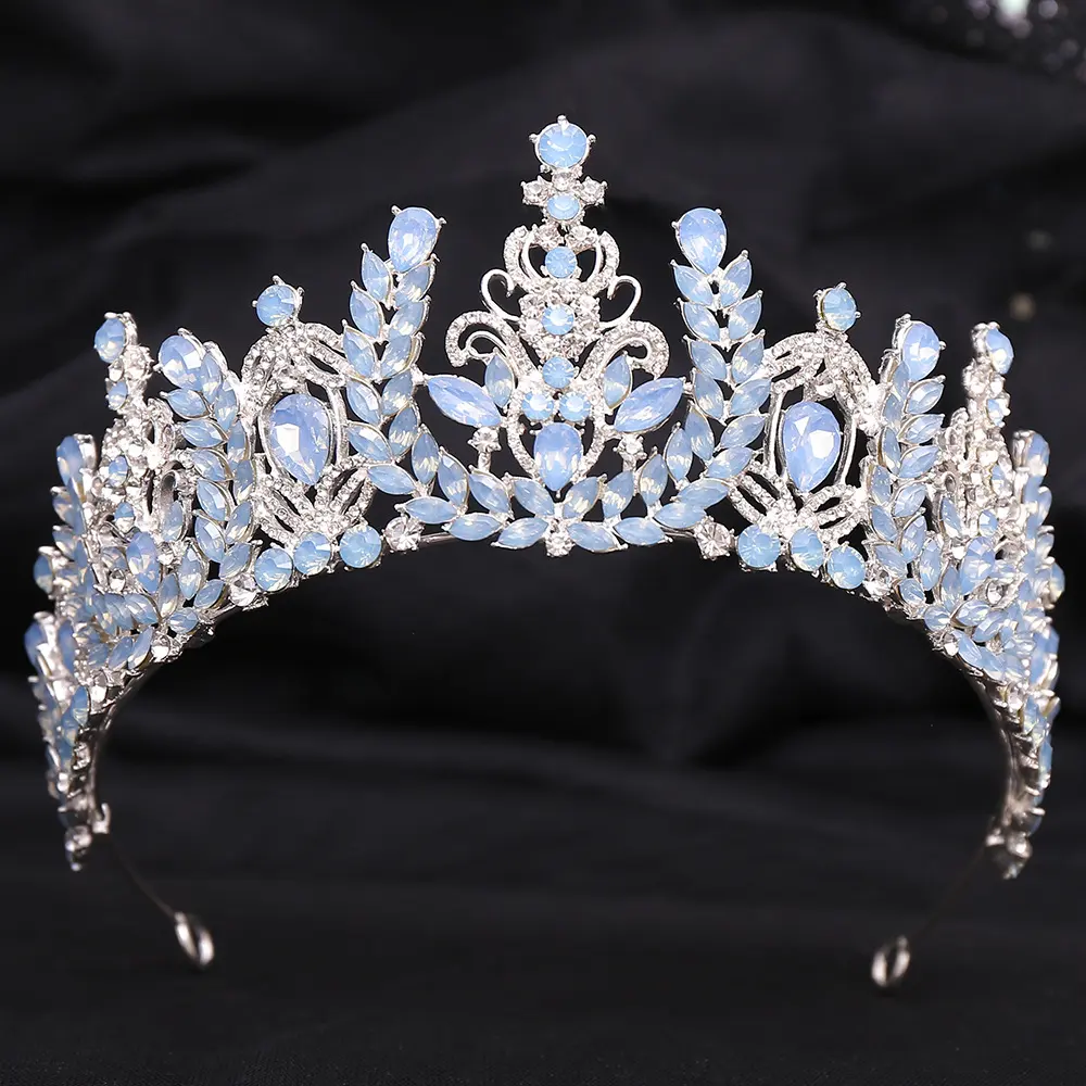Wedding Birthday Headdress Crown Alloy Inlaid Protein Green Bright