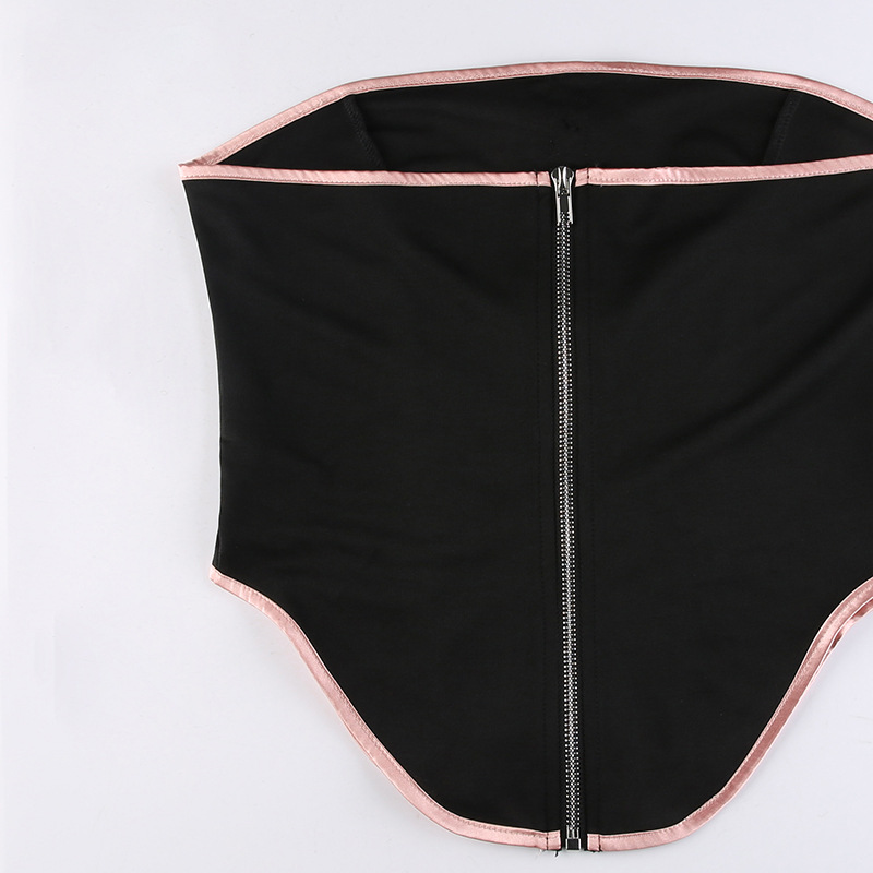 Bow Splicing Package Edge Contrast Color Sleeveless Tube Top