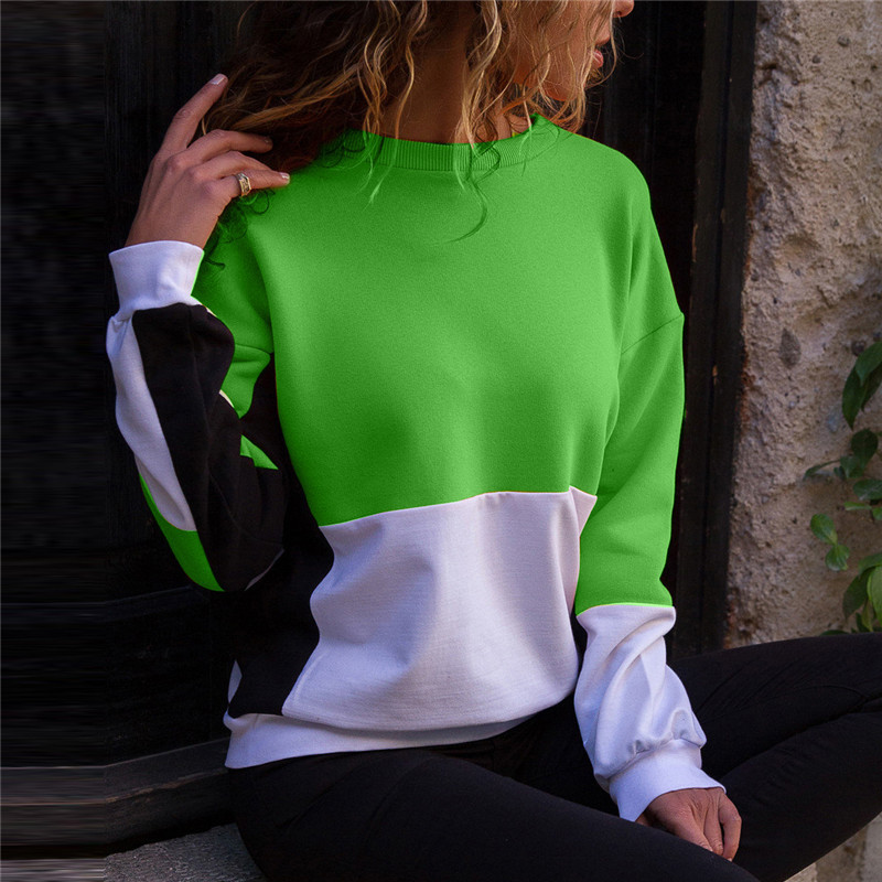 Title 16, Color matching round neck casual long sleeve sw...