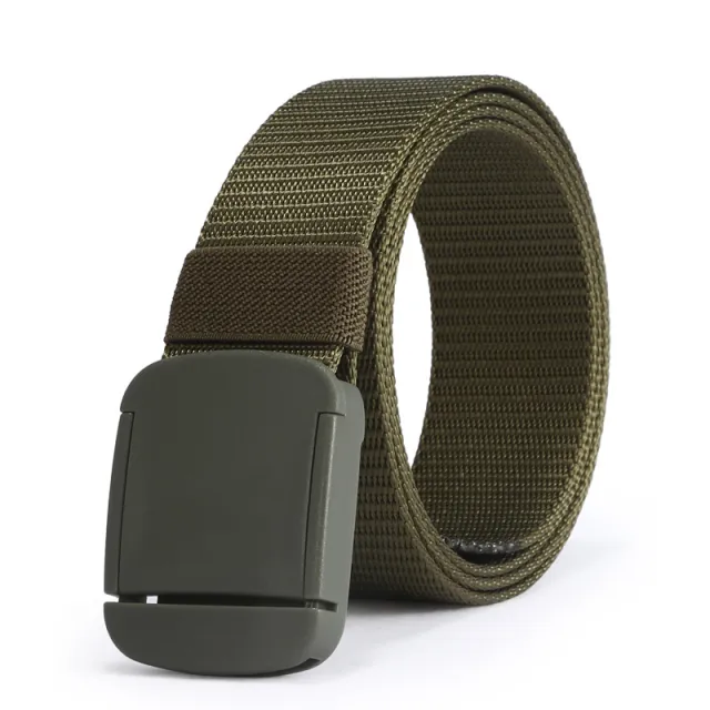 Unisex Nylon Woven Canvas No Metallic Belt Army Green - Shop at LoveMi