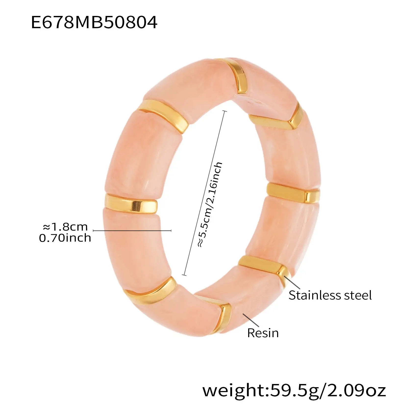 Multicolor Resin Wide-band Elastic Fashionable Versatile Bracelet