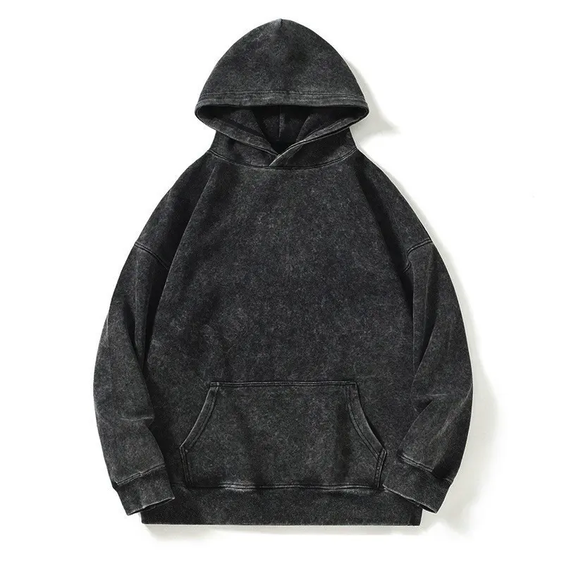 Washed Distressed Heavy Cotton Hoodie Tie Dye Snowflake Effect