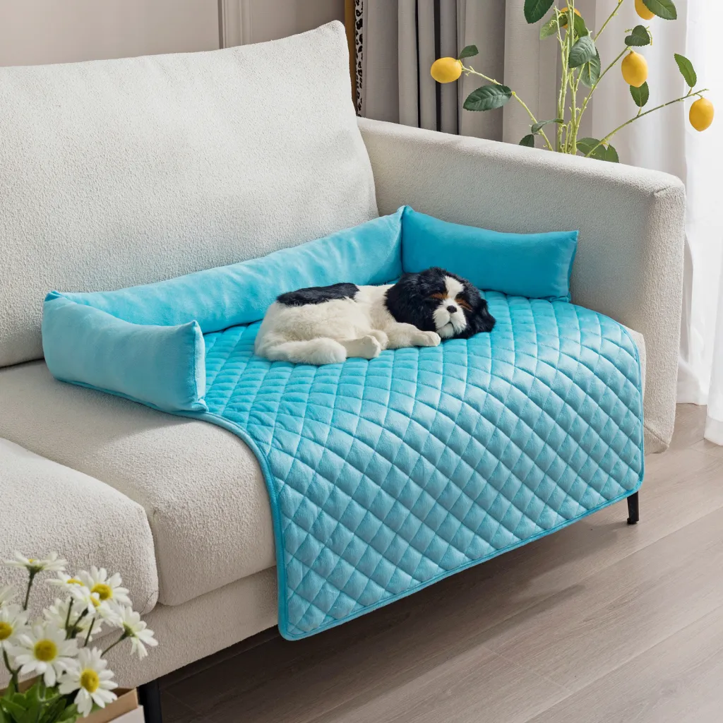 Pet Dog Sofa Bed Dog Beds For Large Dogs Cushion Warm Cat Beds Mat Furniture Protector Dog Sofa - Pet Pad Blue With Pillow