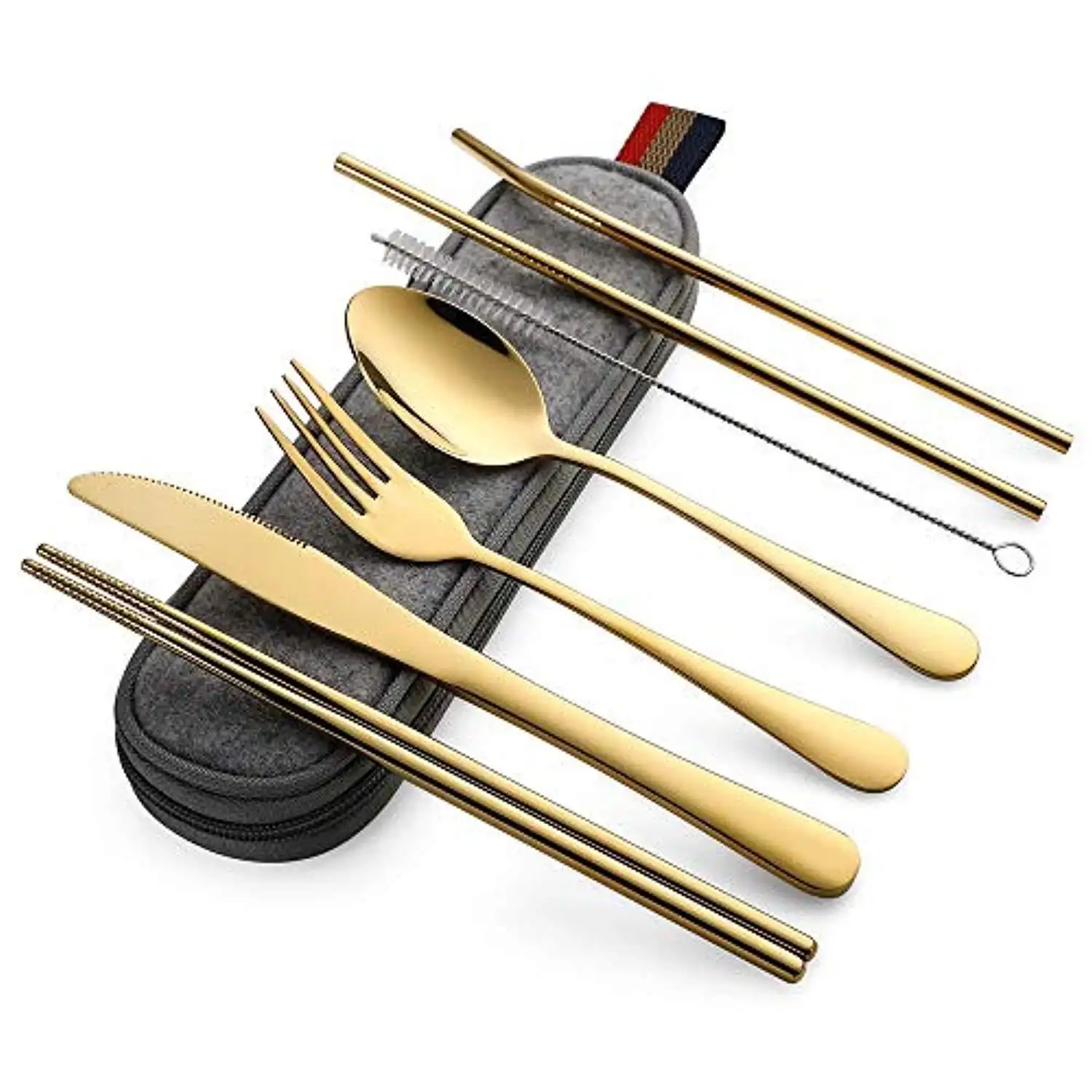 304 Stainless Steel Straws And Titanium-coated Stainless Steel Portable Cutlery