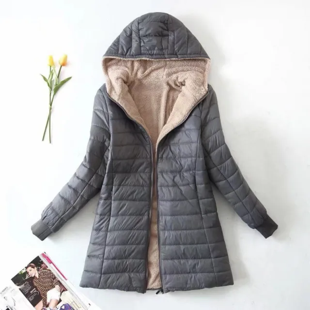 Hooded Slim Fit Fleece lined Warm Cotton Gray - Shop at LoveMi