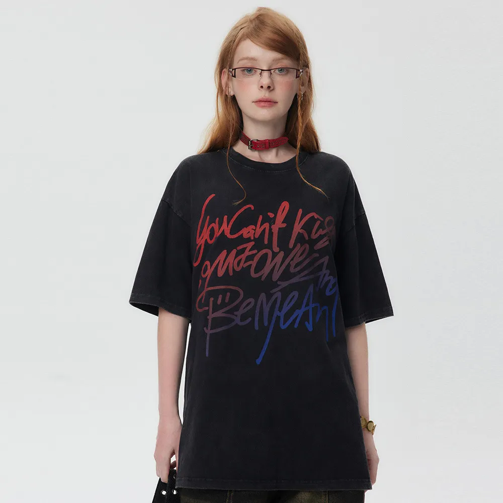 Color Matching Letter Print Short-sleeve Men