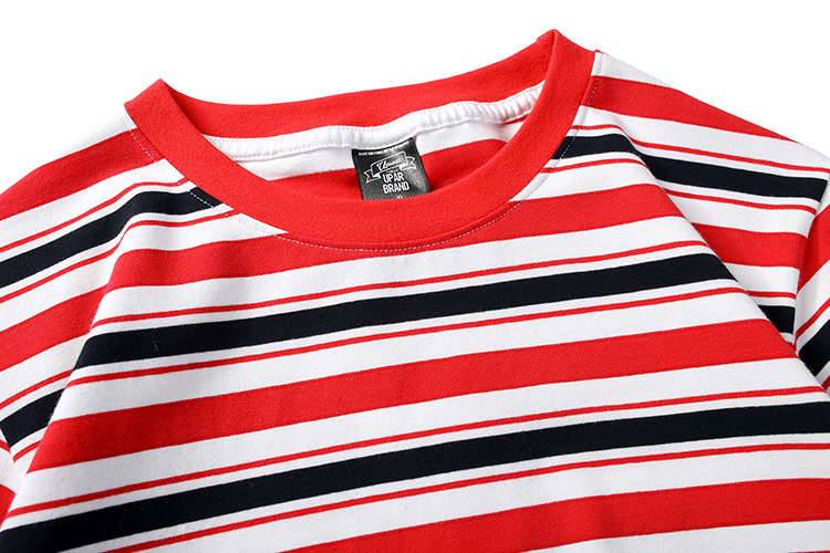 Title 18, Contrast stripes short sleeve shirt, a comforta...