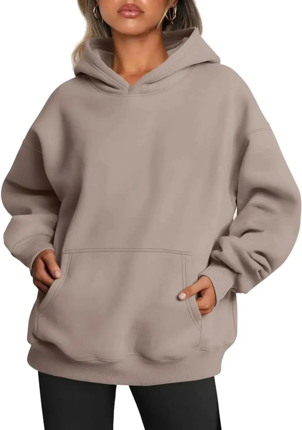Queen Oversized Hoodie Drop-shoulder Sleeve Sports - Camel
