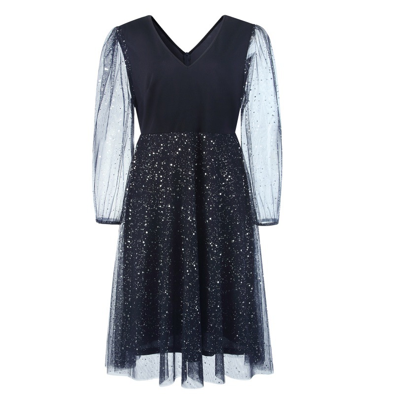 V neck Elegant, Figure flattering Intellectual Women's Plus size Dress Navy - Shop at LoveMi