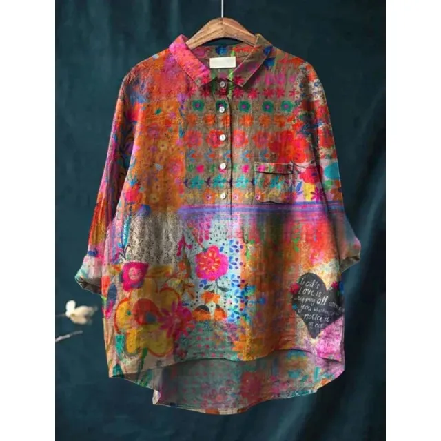 Loose Printed Crew Neck Casual Plus Size Women's Shirt Zcs283 - Shop at LoveMi