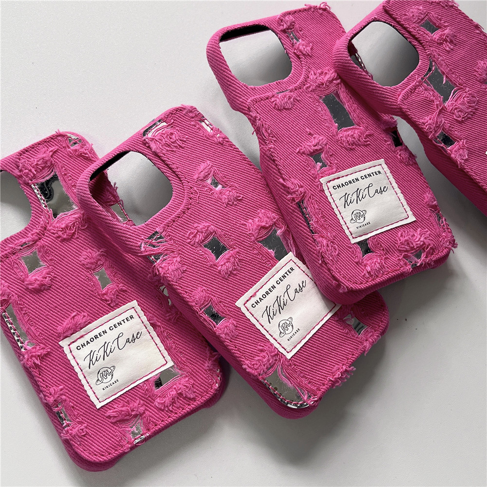 Fashion Mirror Hole Denim Phone Case
