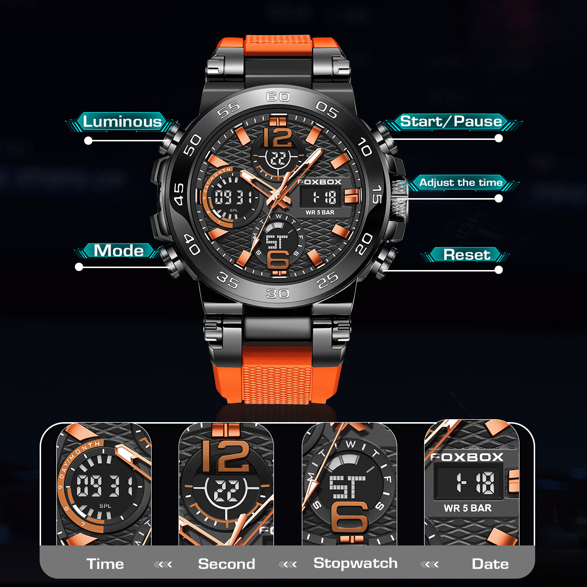 Multifunctional Stylish Sports Watch With Waterproof