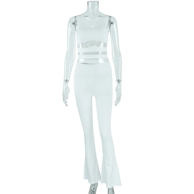 Body hugging Suit Hollow Camisole Straight Simple Off White - Shop at LoveMi