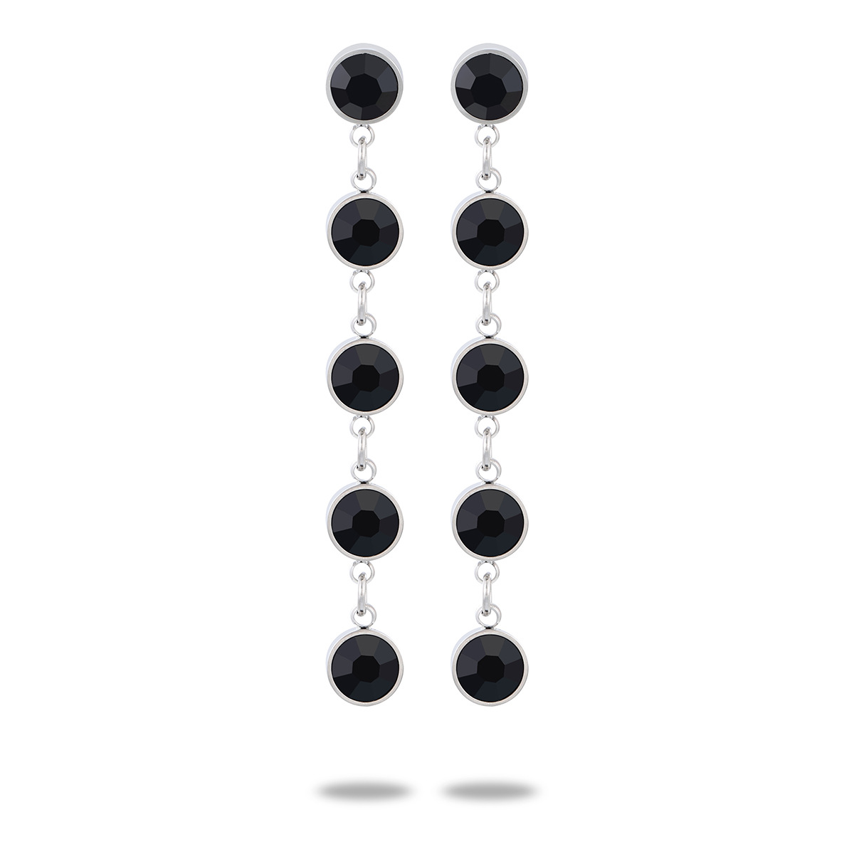 Color Zircon Tassel Titanium Steel Earrings For Women