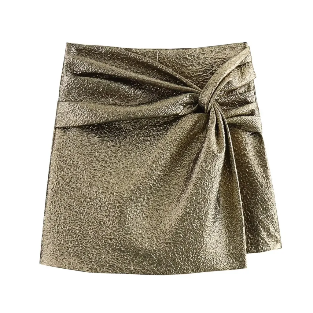 Women's High Waist Slimming Casual Pants Short Pantskirt - Gold