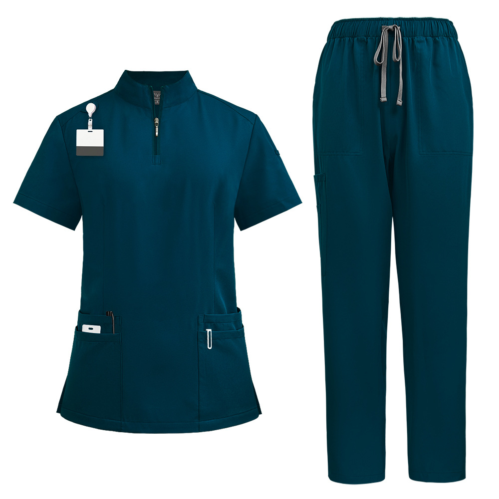 Stand Collar Zipper Doctor Nurse Work Uniforms Suit - Image 4