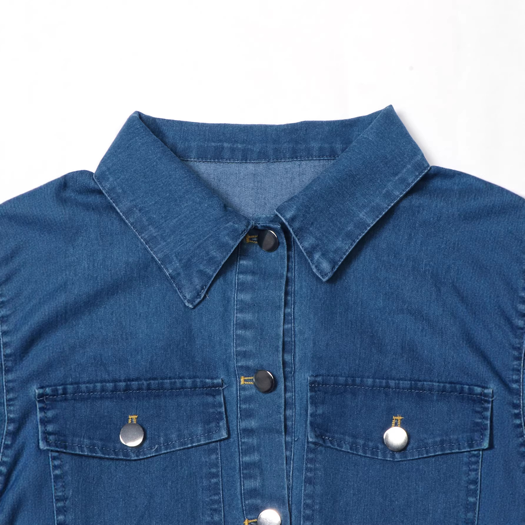 Denim Lapel-Collar Maxi Dress, picture 2 of 5