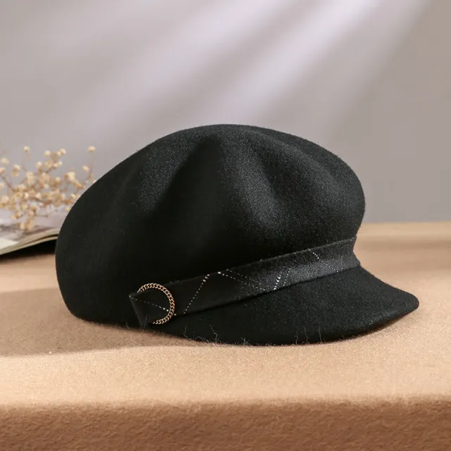 Women's Autumn And Winter Woolen Top Hat Black - Shop at LoveMi