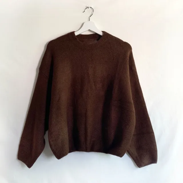 Korean Style Sweater Idle Style Casual Loose Solid Color Round Neck Sweater Caramel Color - Shop at LoveMi