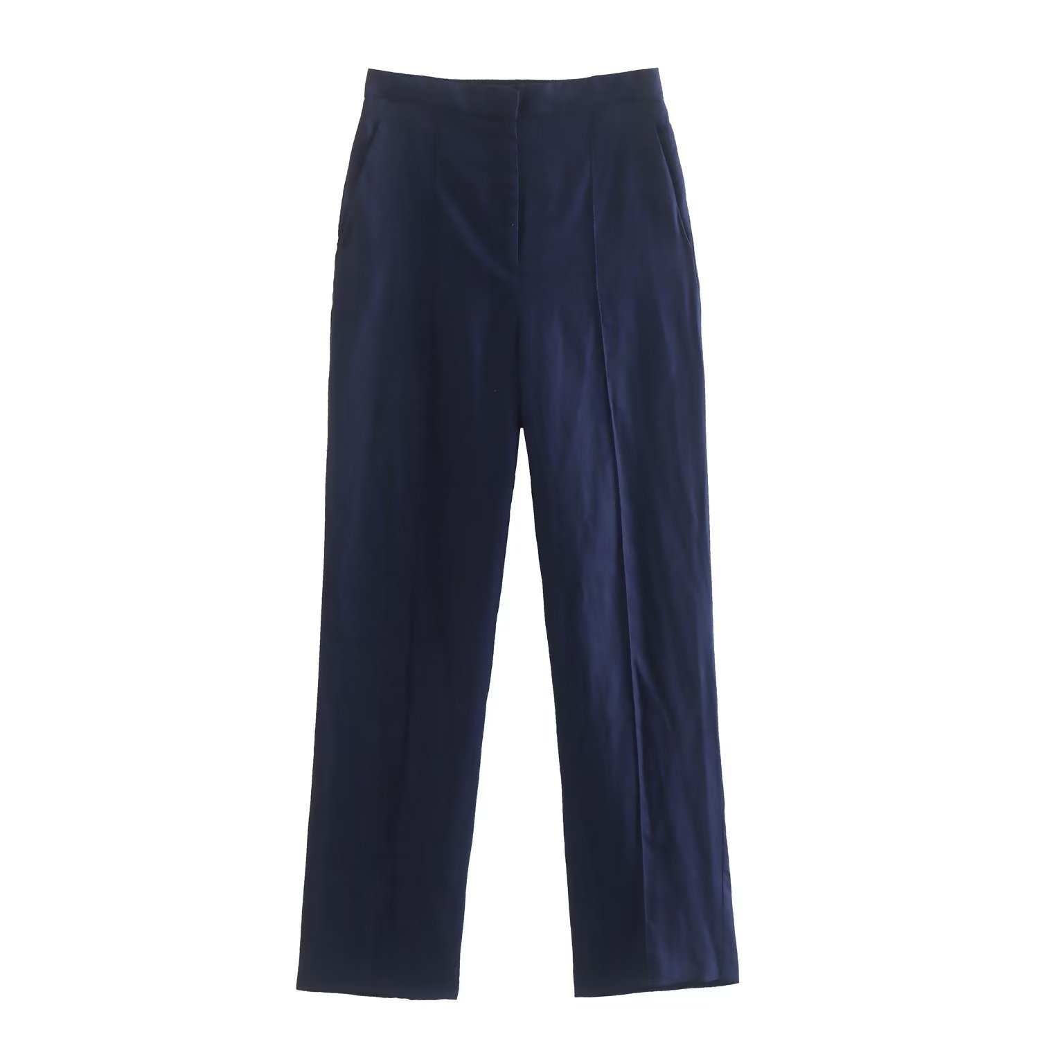 Linen Double Breasted Coat Vest Lines Straight-leg Pants Female Suit - Image 3