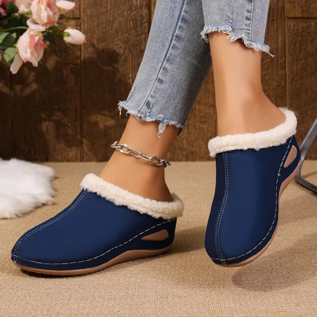Fashion Plush Slippers Outdoor Wedges Sandals Women's Garden Shoes Blue - Shop at LoveMi